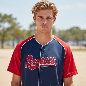 Vintage Andruw Jones Atlanta Braves Stitched Button Up Jersey 25 Youth XL 16-18